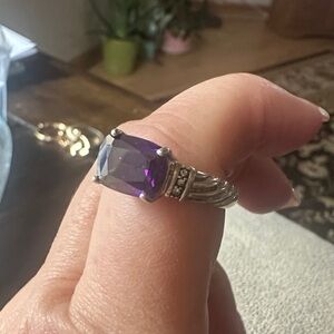 Elegant Silver and Purple Gemstone Ring